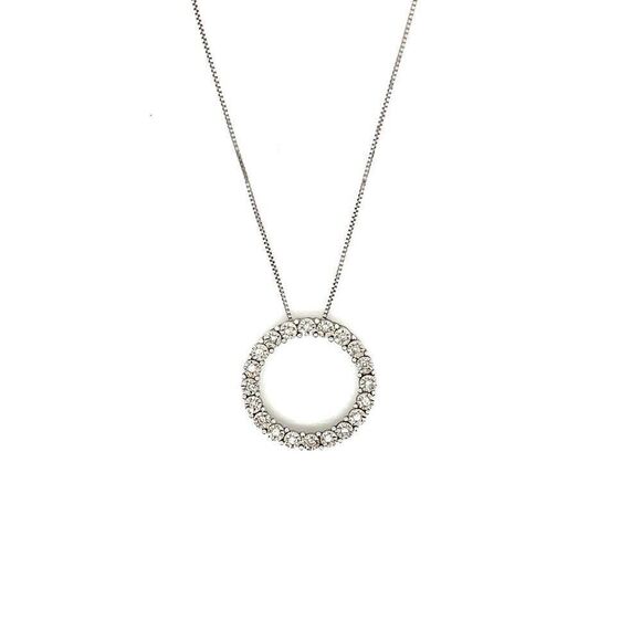14k Gold Eternity Circle Diamond Necklace - Picture 1 of 6